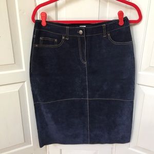 Isaac Mizrahi Blue Suede Pencil Skirt